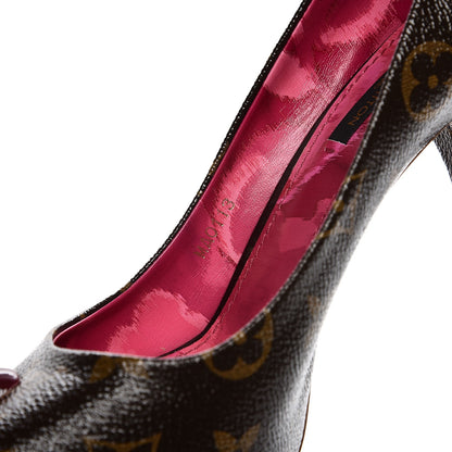 Louis Vuitton Patent Monogram Rosemary Peep Toe Pumps 37 8 of 8