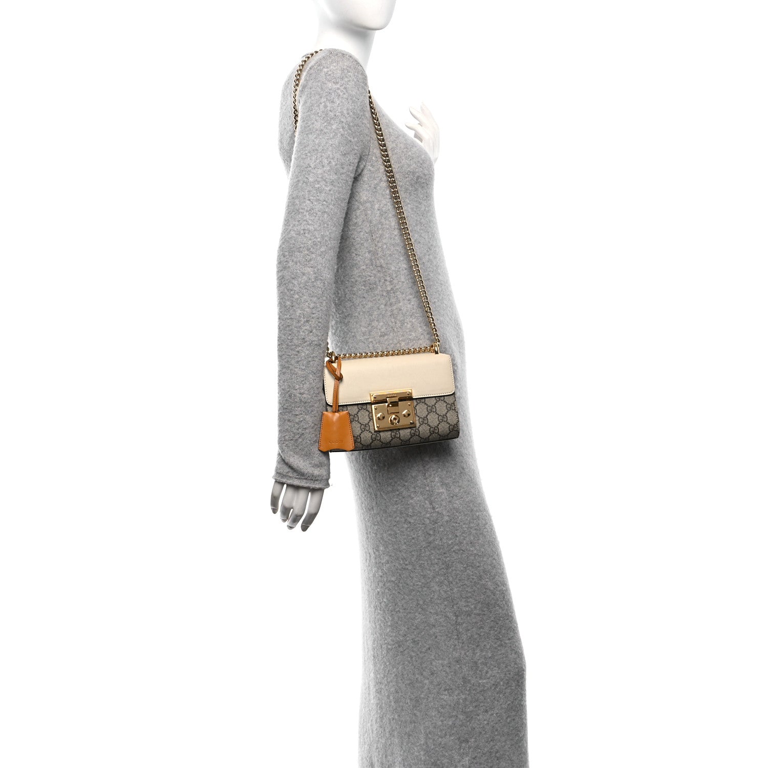 Gucci GG Supreme Monogram Calfskin Small Padlock Shoulder Bag Beige Mystic White Sun Oil 2 of 10