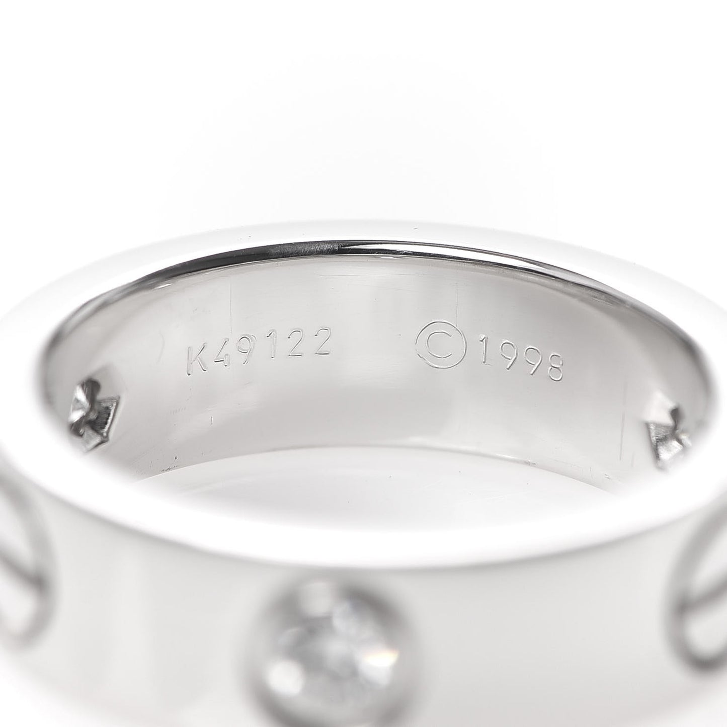 18K White Gold 3 Diamond 5.5mm LOVE Ring 48 4.5