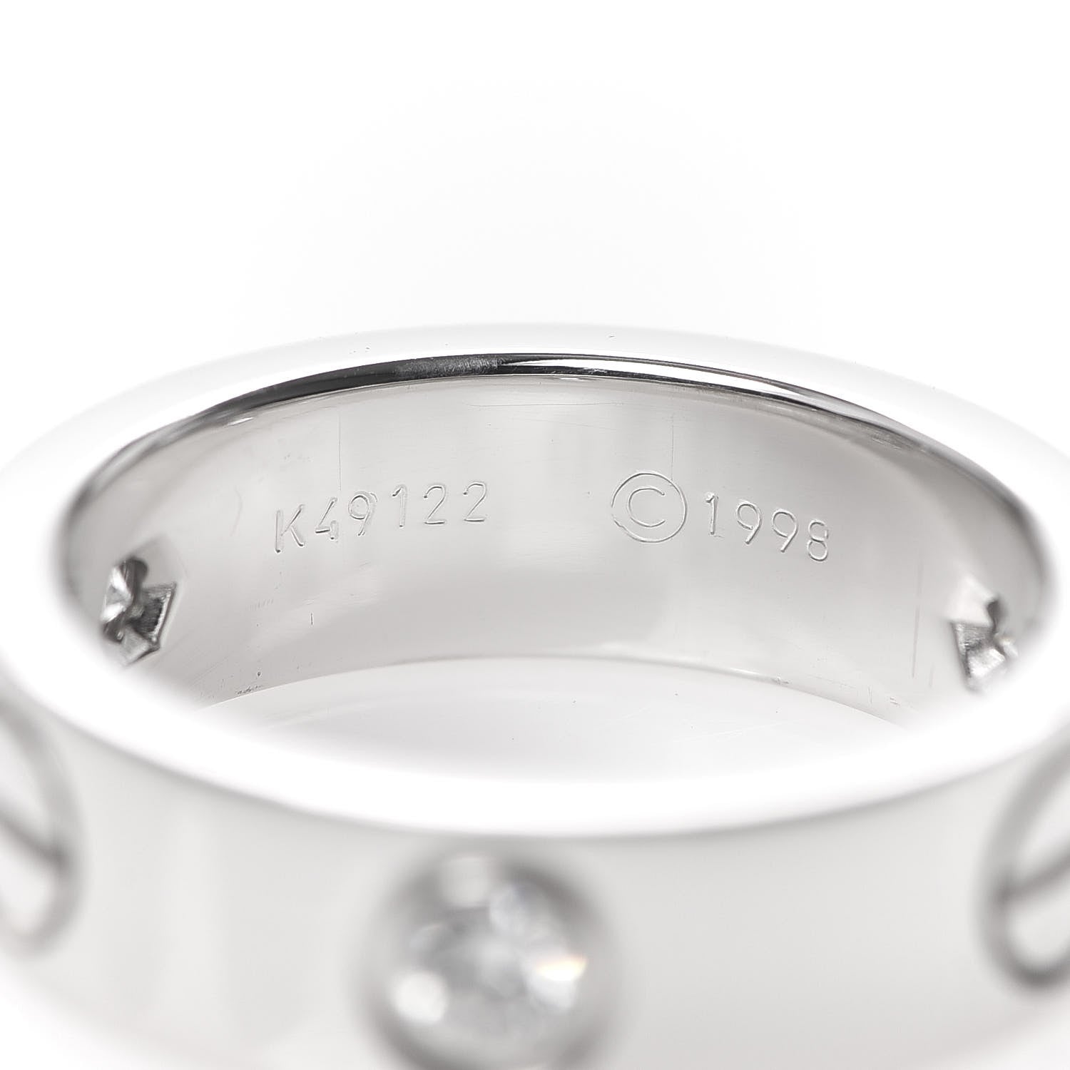 Cartier 18K White Gold 3 Diamond 5.5mm LOVE Ring 48 4.5 5 of 5