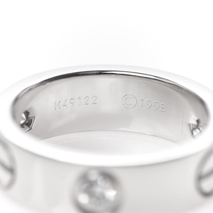 Cartier 18K White Gold 3 Diamond 5.5mm LOVE Ring 48 4.5 5 of 5