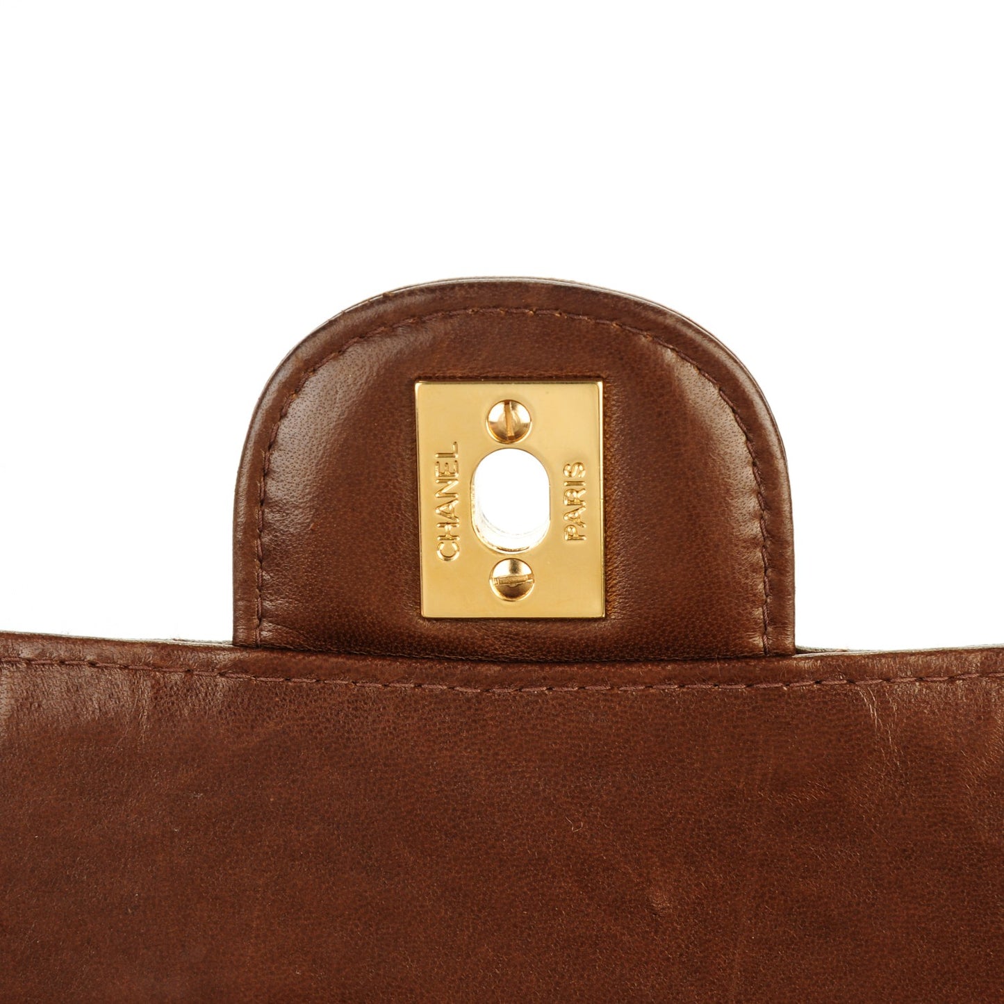 Lambskin Quilted Jumbo Single Flap Brown