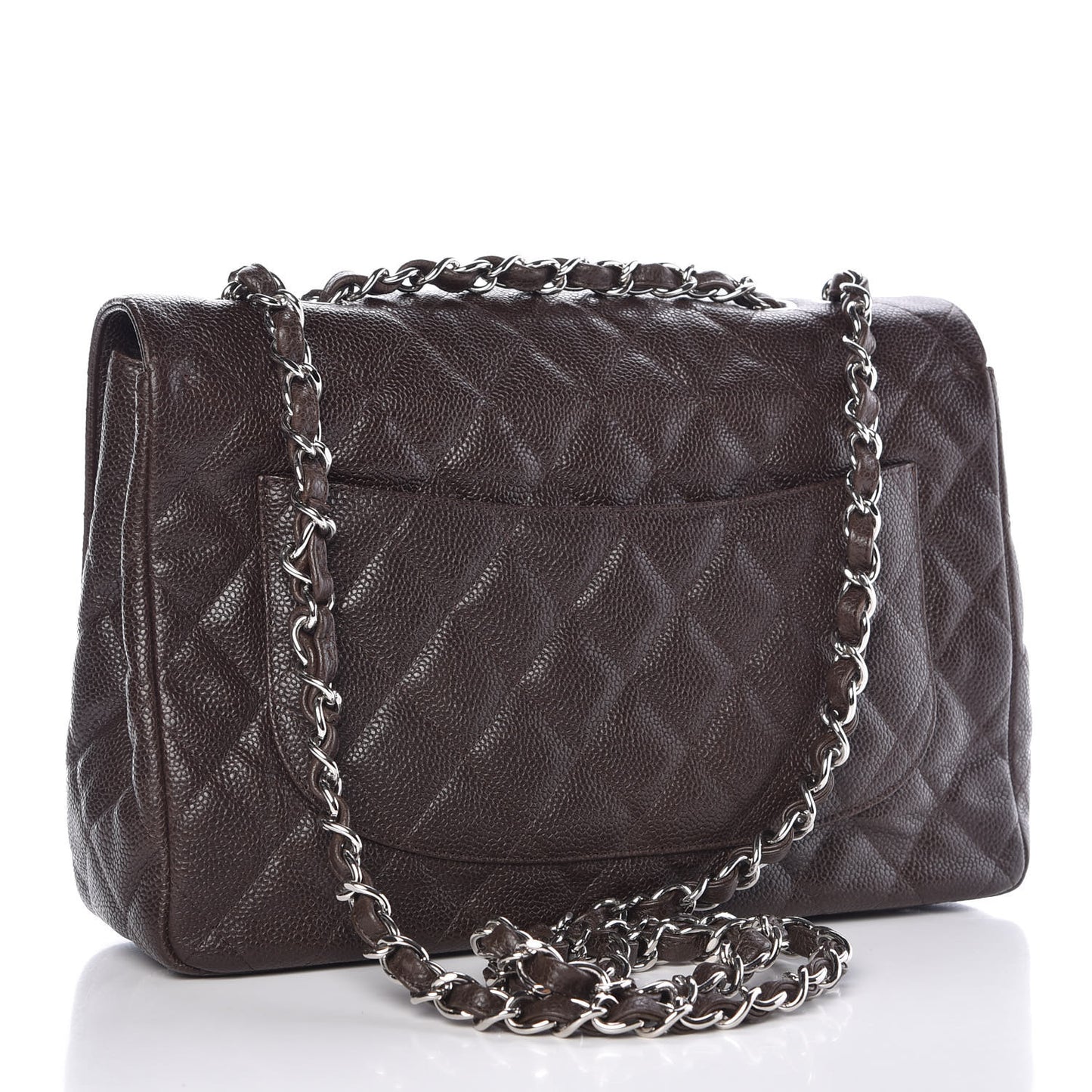 Caviar Quilted Jumbo Single Flap Dark Brown