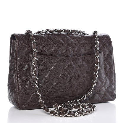 Chanel Caviar Quilted Jumbo Single Flap Dark Brown 3 of 10