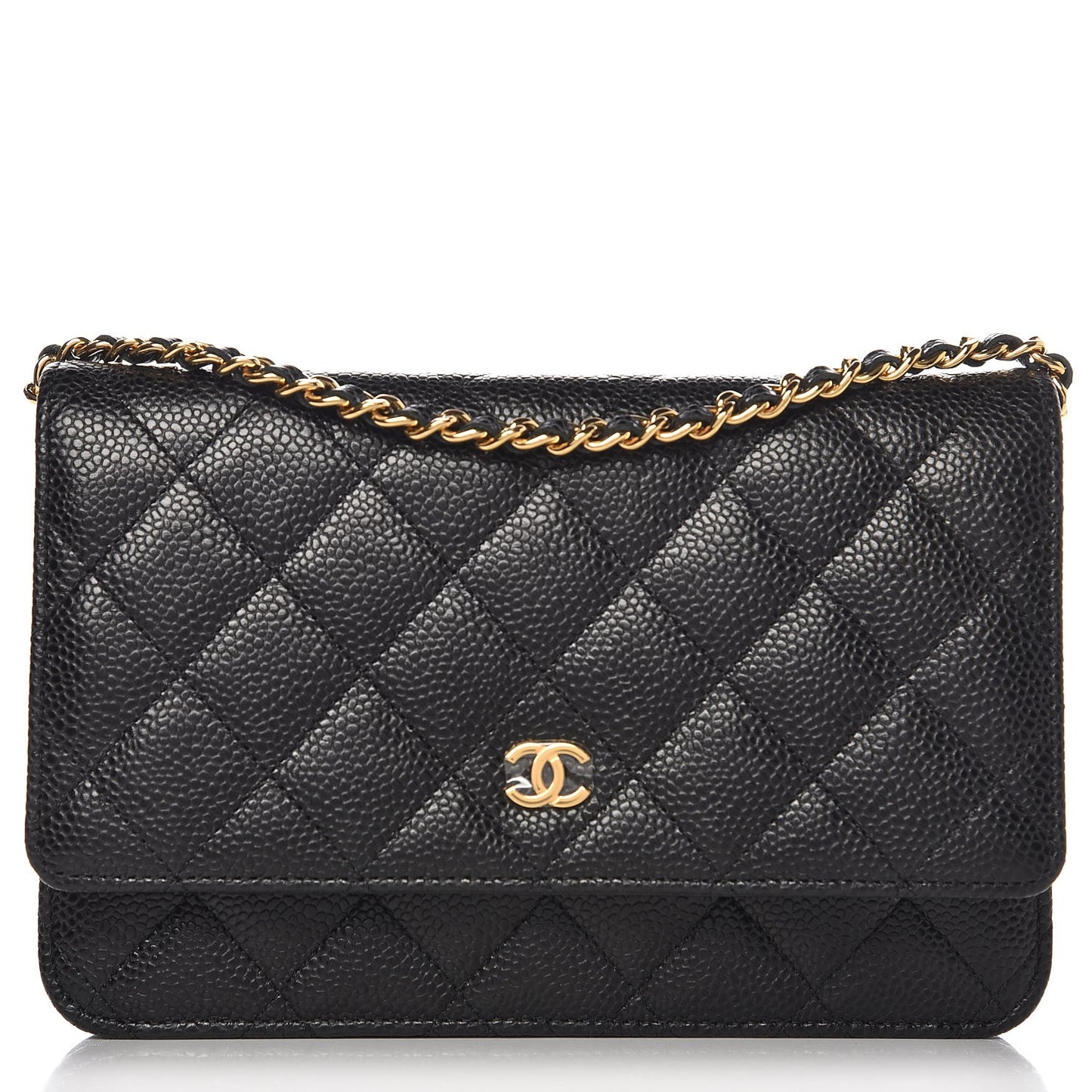 Caviar Quilted Wallet On Chain WOC Black