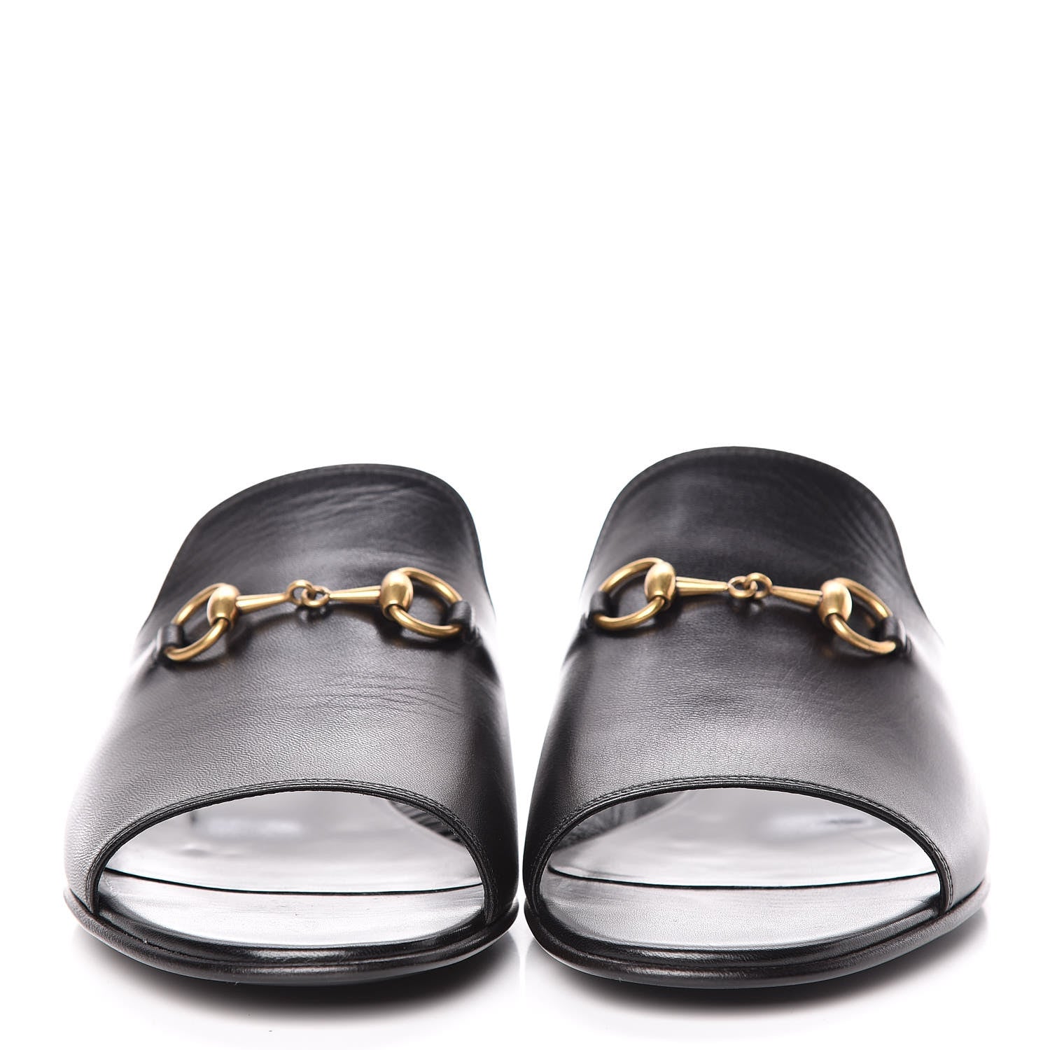 Gucci Malaga Kid Horsebit Slide Sandals 37.5 Black 3 of 10