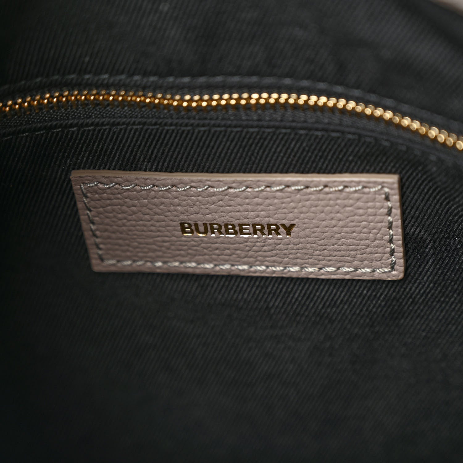 Burberry Grainy Calfskin House Check Medium Banner Tote Taupe Brown 6 of 9