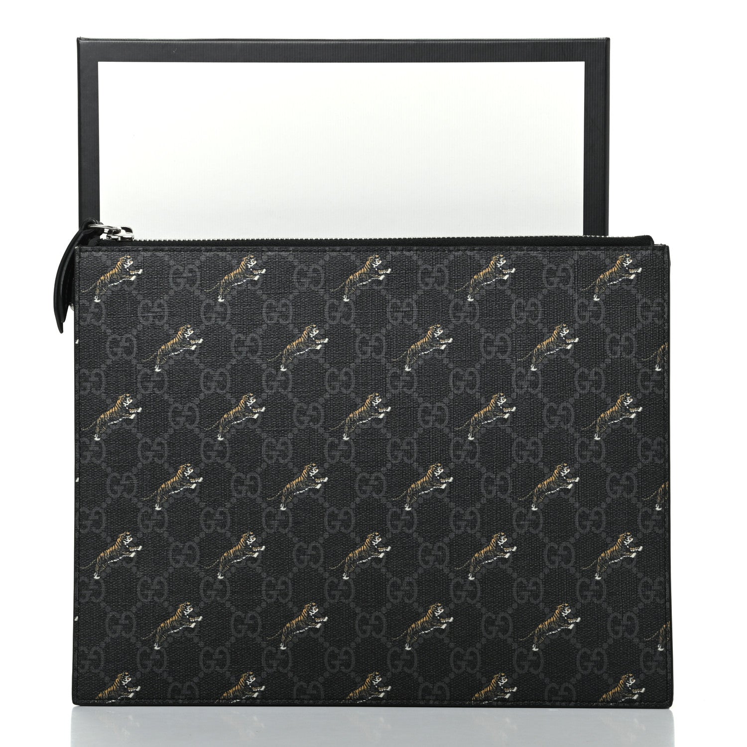 Gucci GG Supreme Monogram Tigers Zip Pouch Black Multicolor 8 of 8