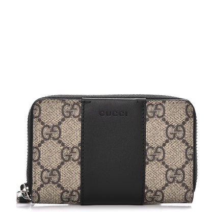 Gucci GG Supreme Monogram Zip Around Card Case Black 1 of 6