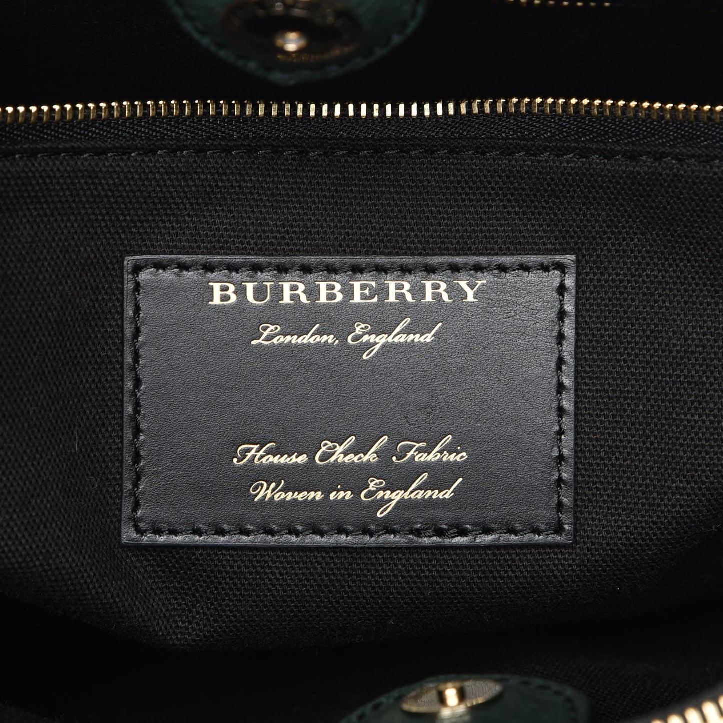Grainy Calfskin House Check Large Banner Tote Dark Bottle Green