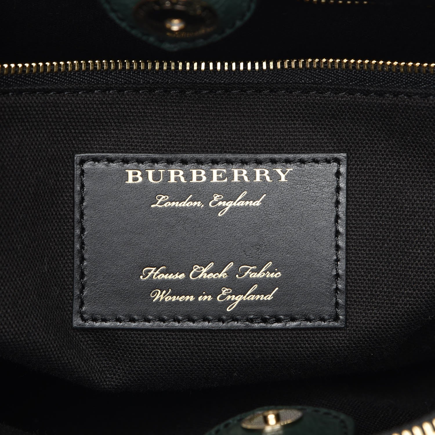 Burberry Grainy Calfskin House Check Large Banner Tote Dark Bottle Green 7 of 7