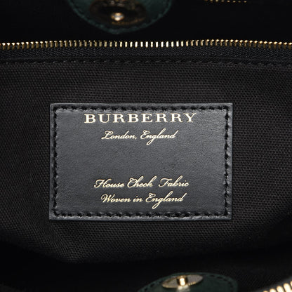 Burberry Grainy Calfskin House Check Large Banner Tote Dark Bottle Green 7 of 7