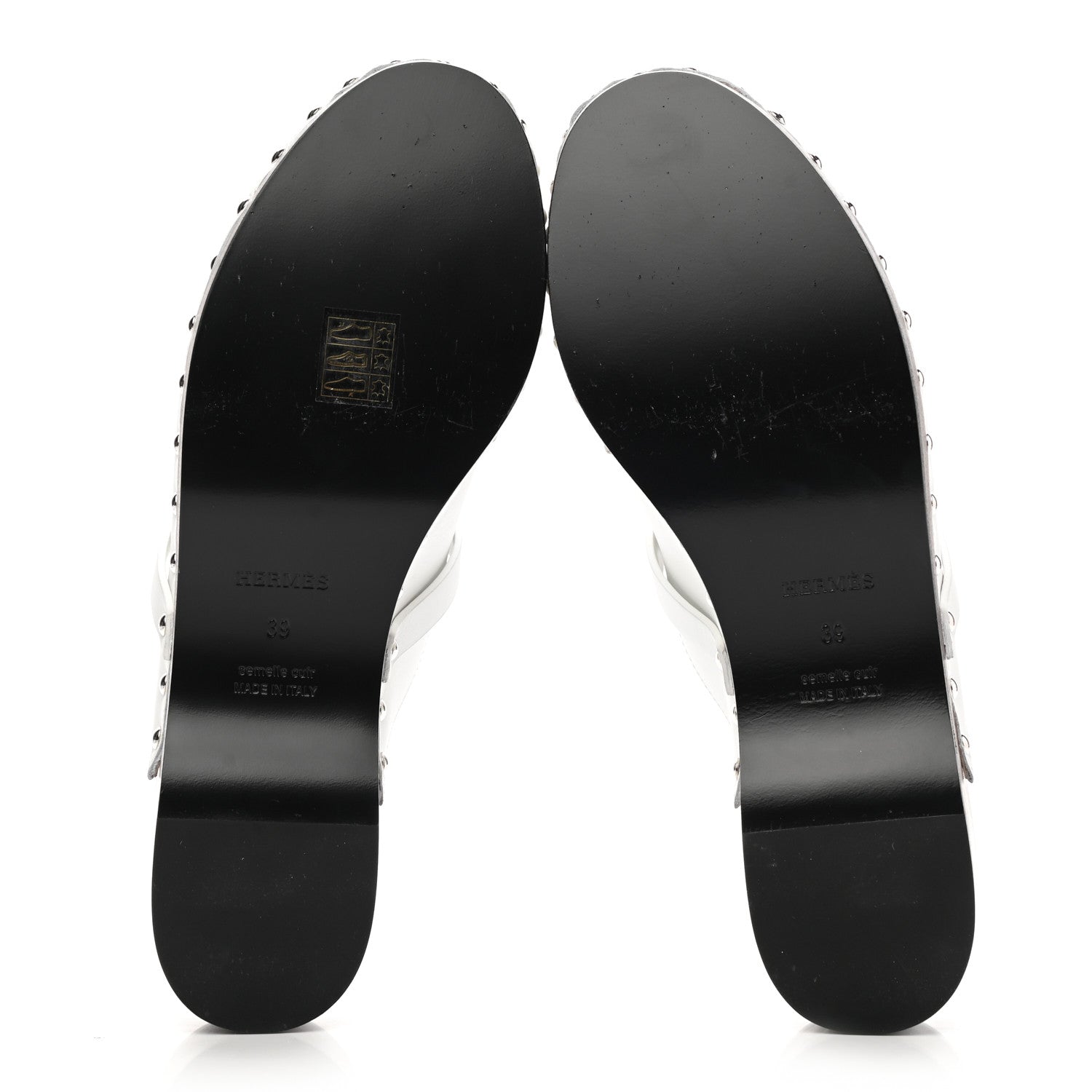 Hermes Calfskin Carlotta Mules 39 White 5 of 9