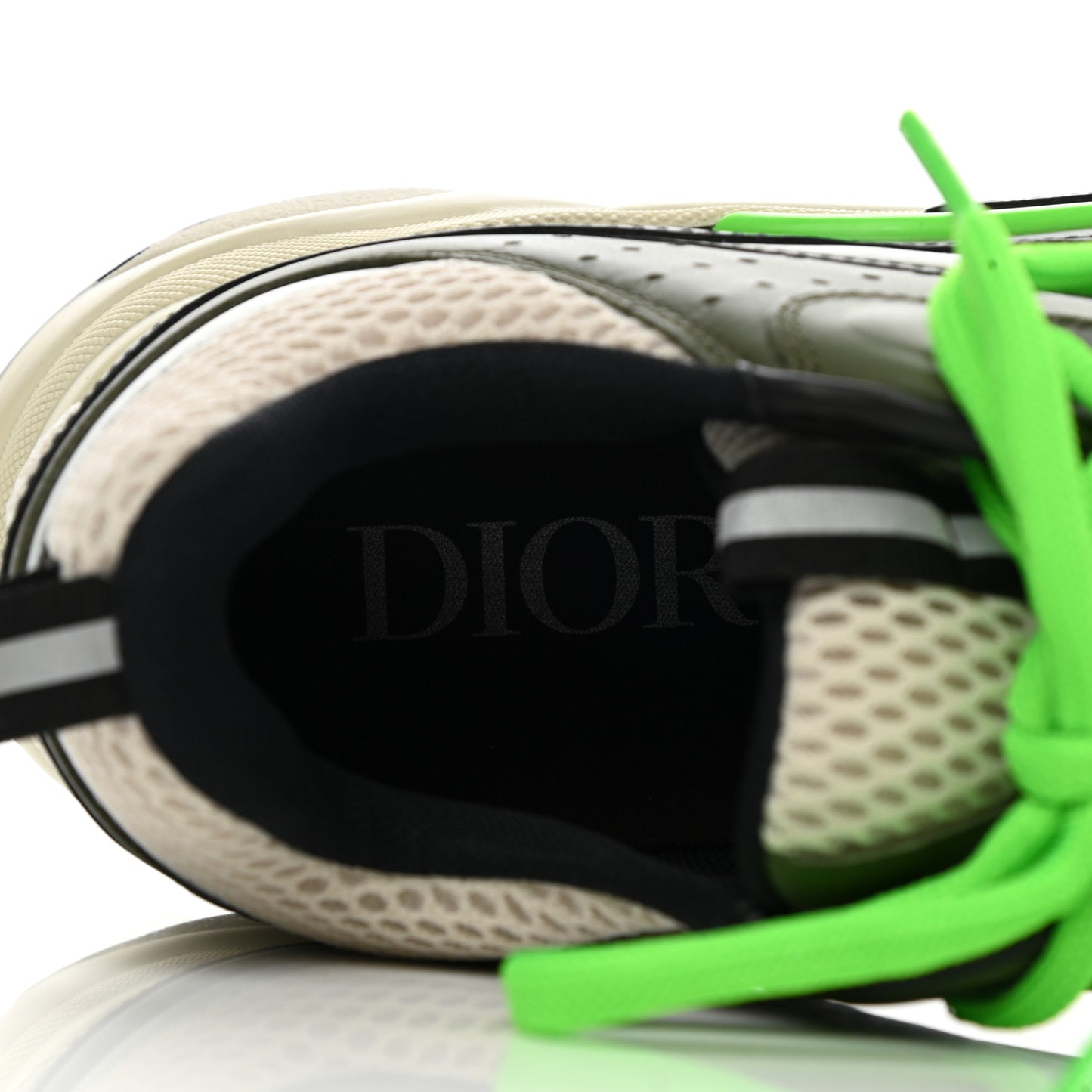 Technical Mesh Calfskin Mens B22 Sneakers 40 Olive Green Black Grey White