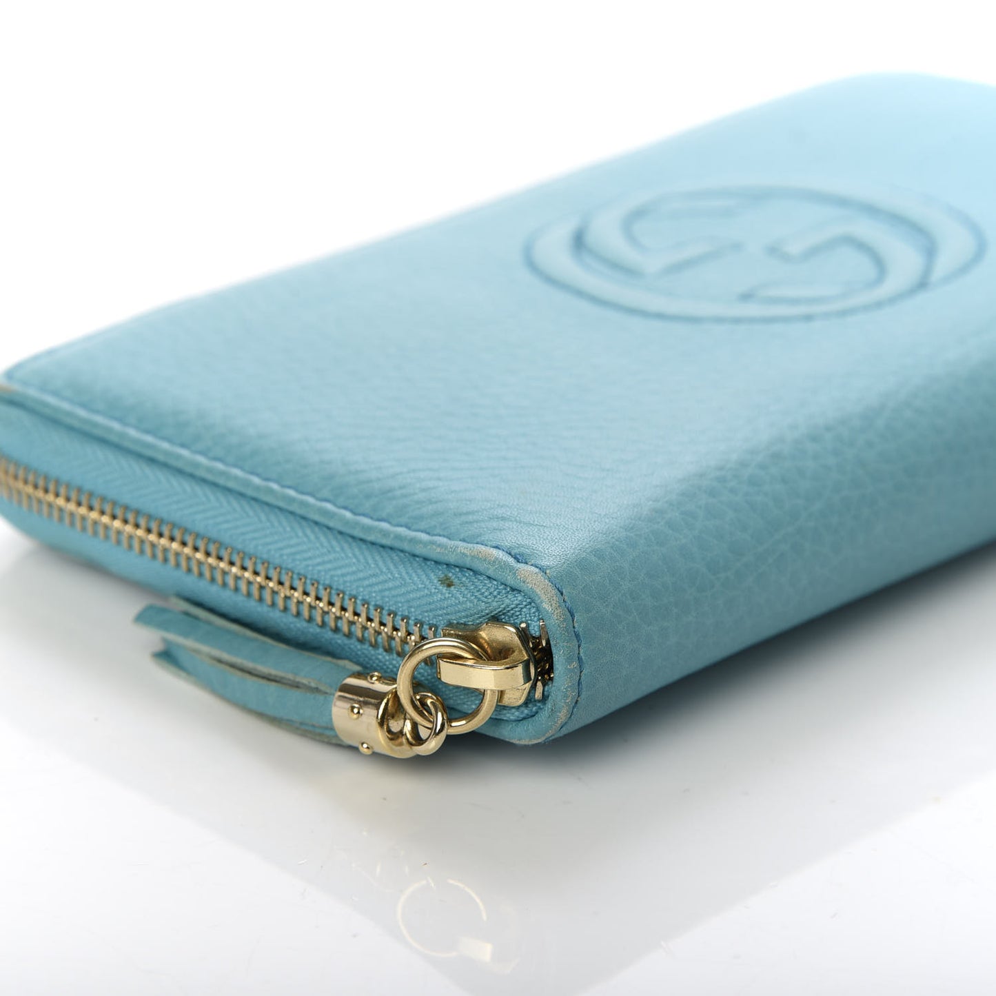Pebbled Calfskin Soho Zip Around Wallet Deep Cobalt