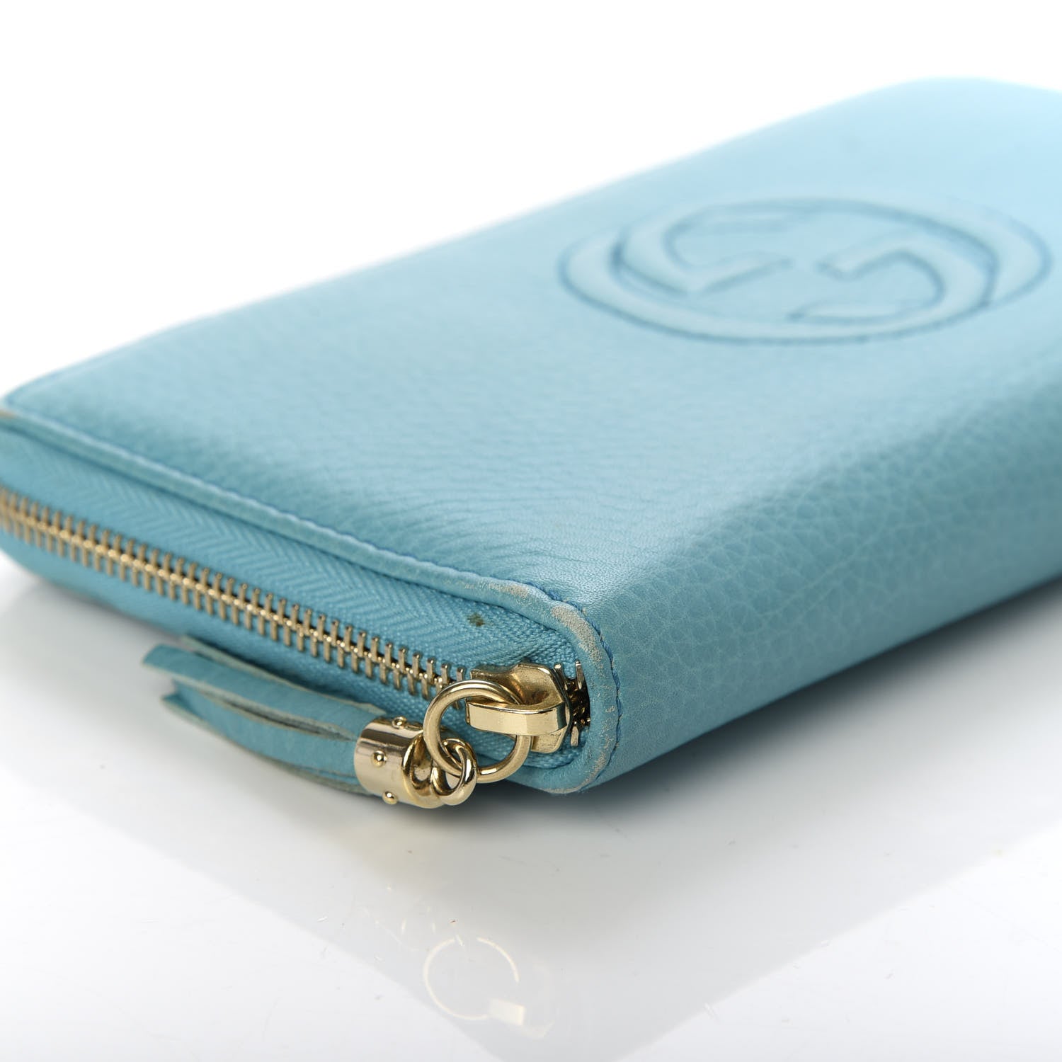 Gucci Pebbled Calfskin Soho Zip Around Wallet Deep Cobalt 7 of 9