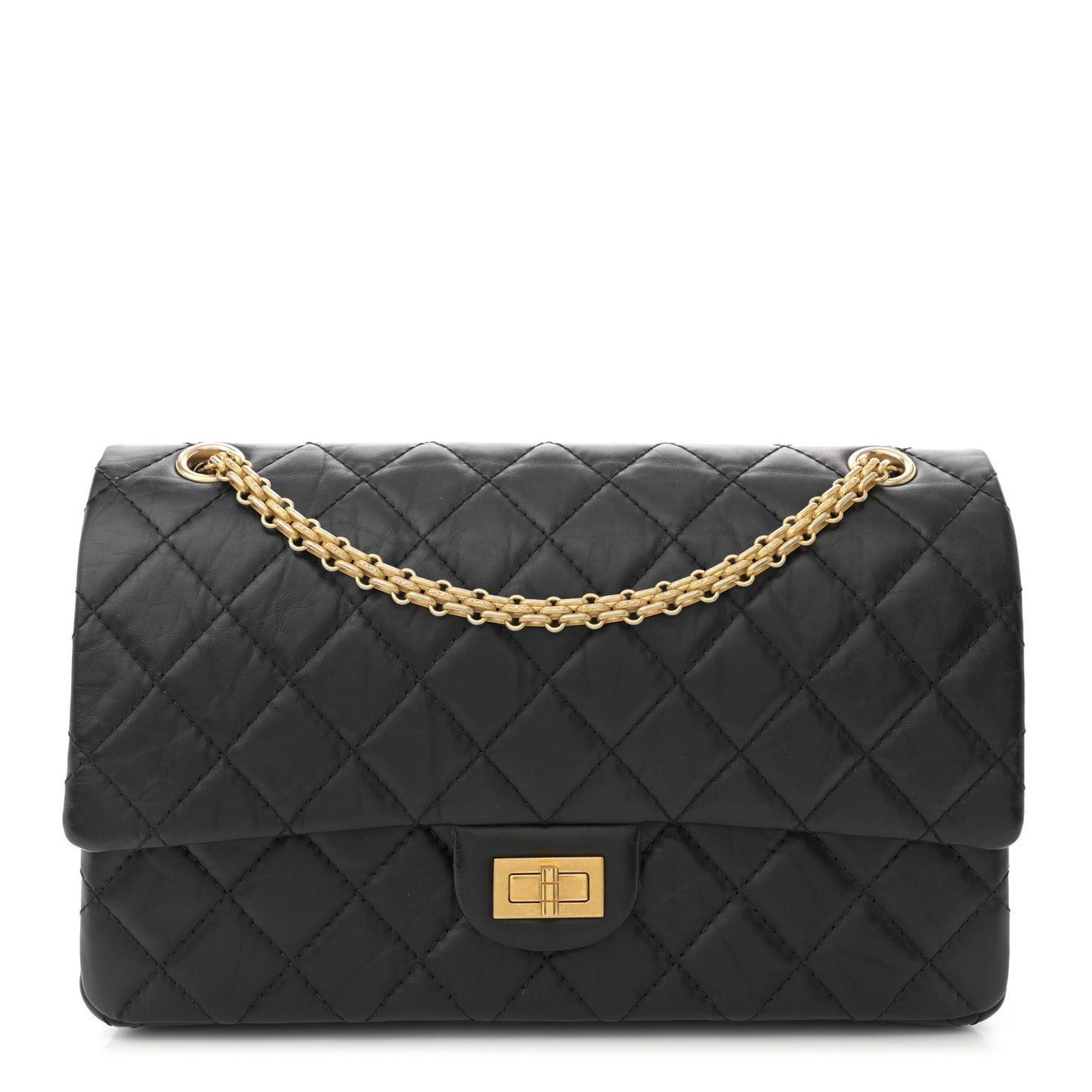 Aged Calfskin Quilted 2.55 Reissue 226 Flap Black