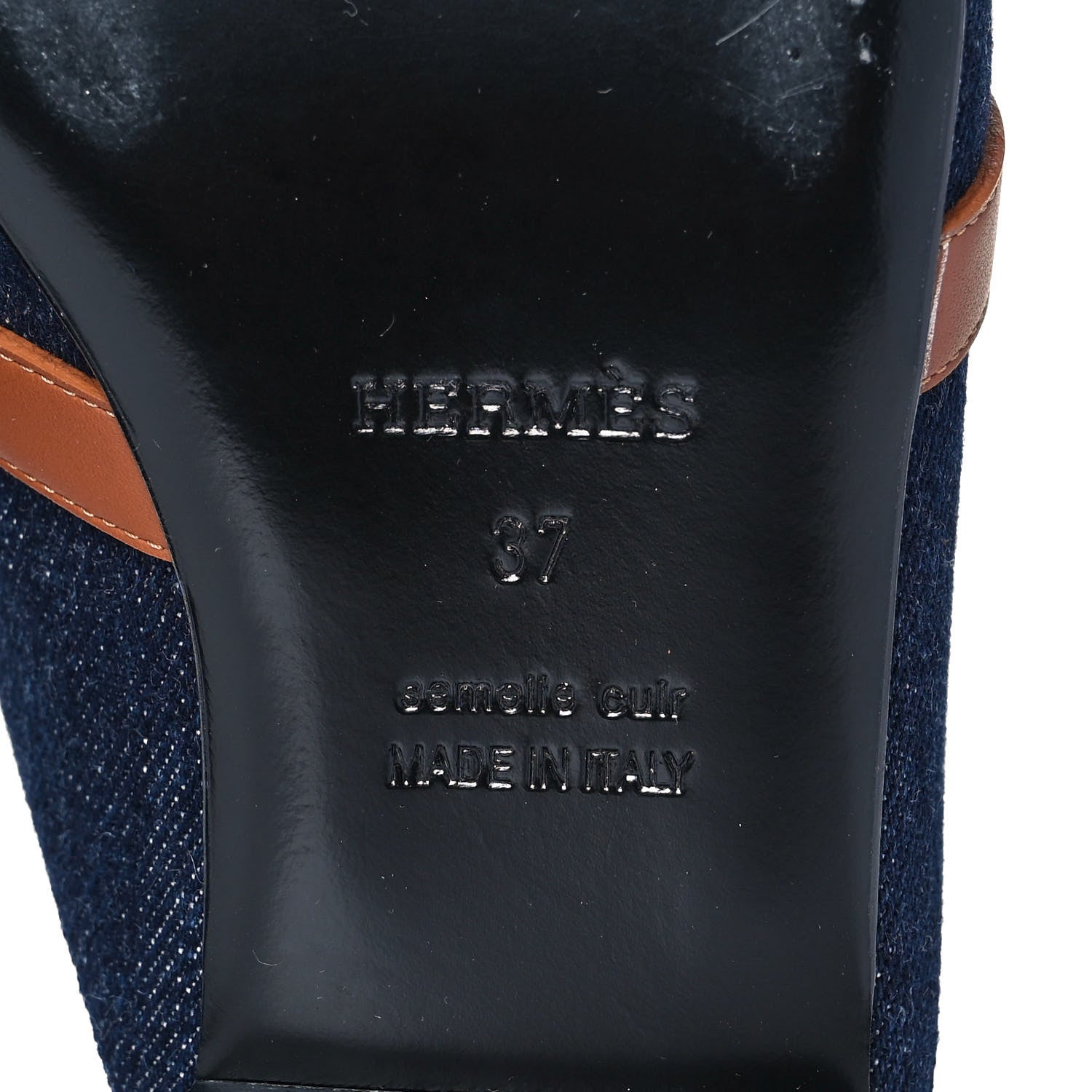 Hermes Calfskin Denim Oz Mules 37 Bleu Brut Gold 6 of 9