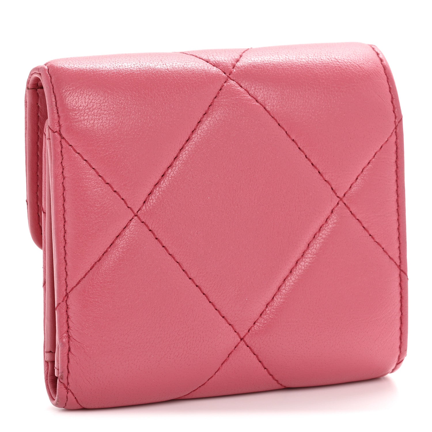 Chanel Lambskin Quilted Chanel 19 Small Flap Wallet Pink 3 of 12