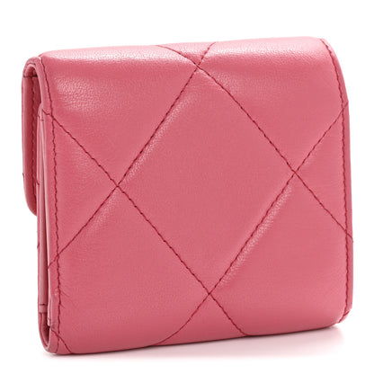 Chanel Lambskin Quilted Chanel 19 Small Flap Wallet Pink 3 of 12