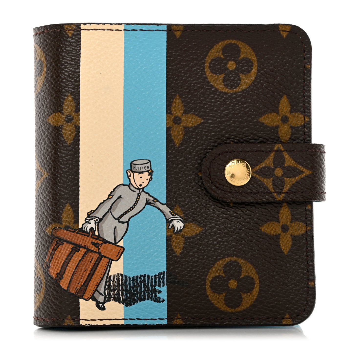 Monogram Groom Compact Zip Wallet Blue