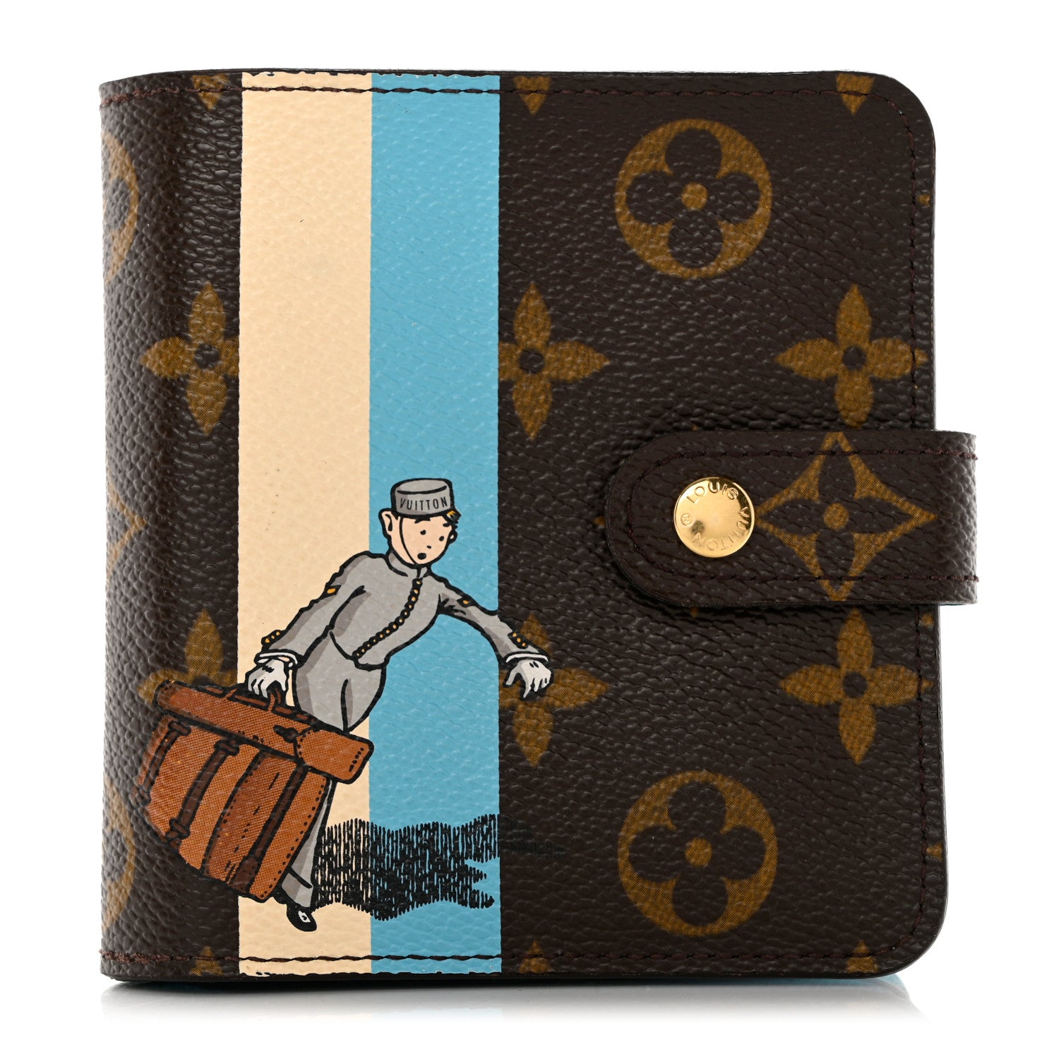 Louis Vuitton Monogram Groom Compact Zip Wallet Blue 1 of 12