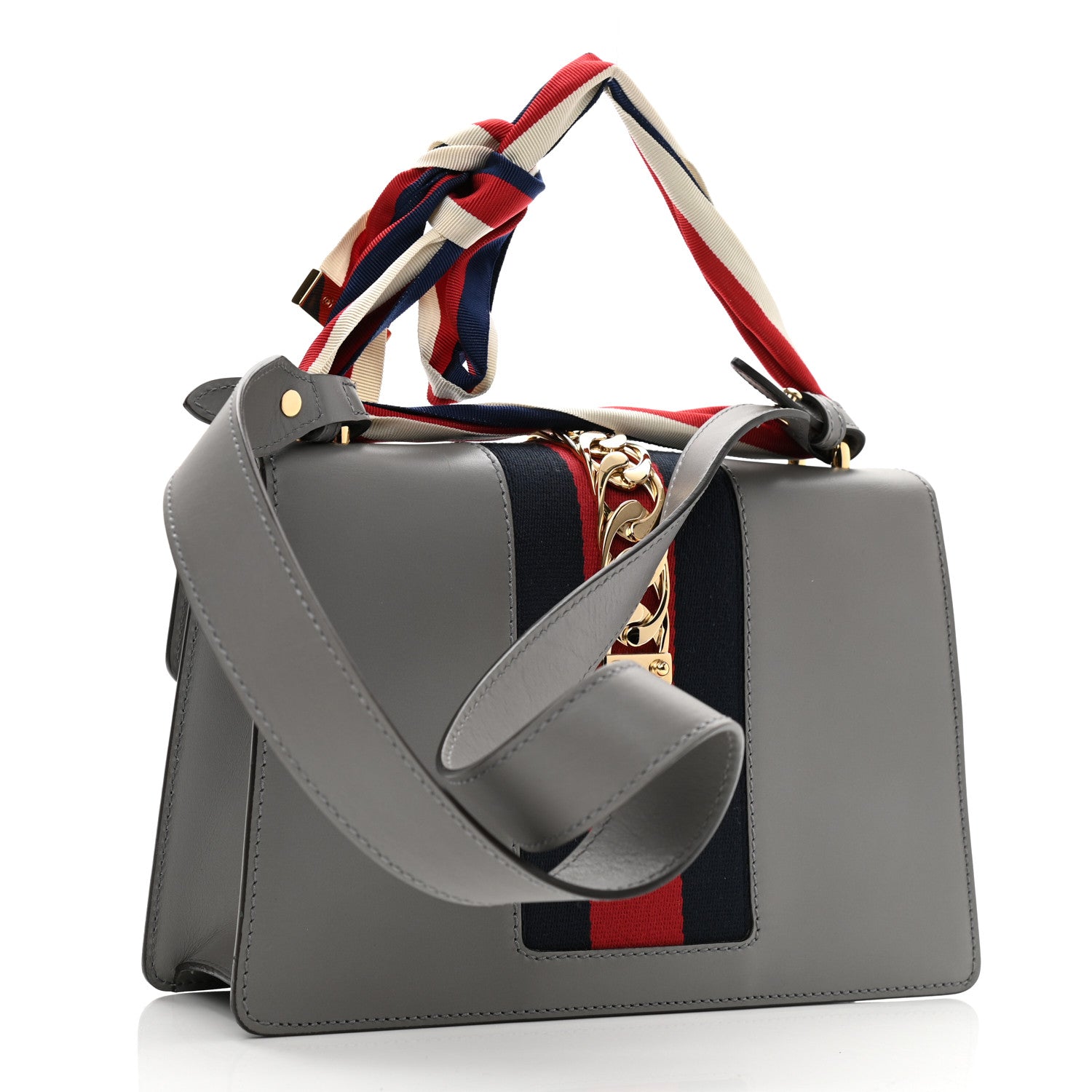 Gucci Calfskin Small Sylvie Shoulder Bag Deep Grey 3 of 12