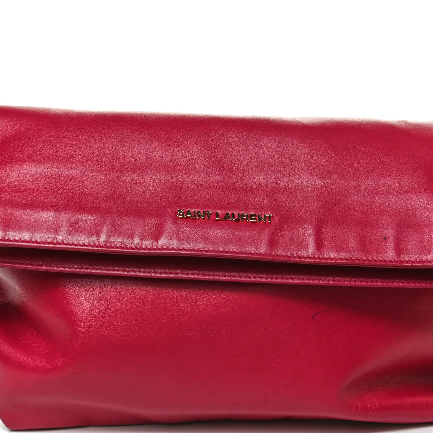 Smooth Calfskin Letters Fold-Over Clutch Fuchsia