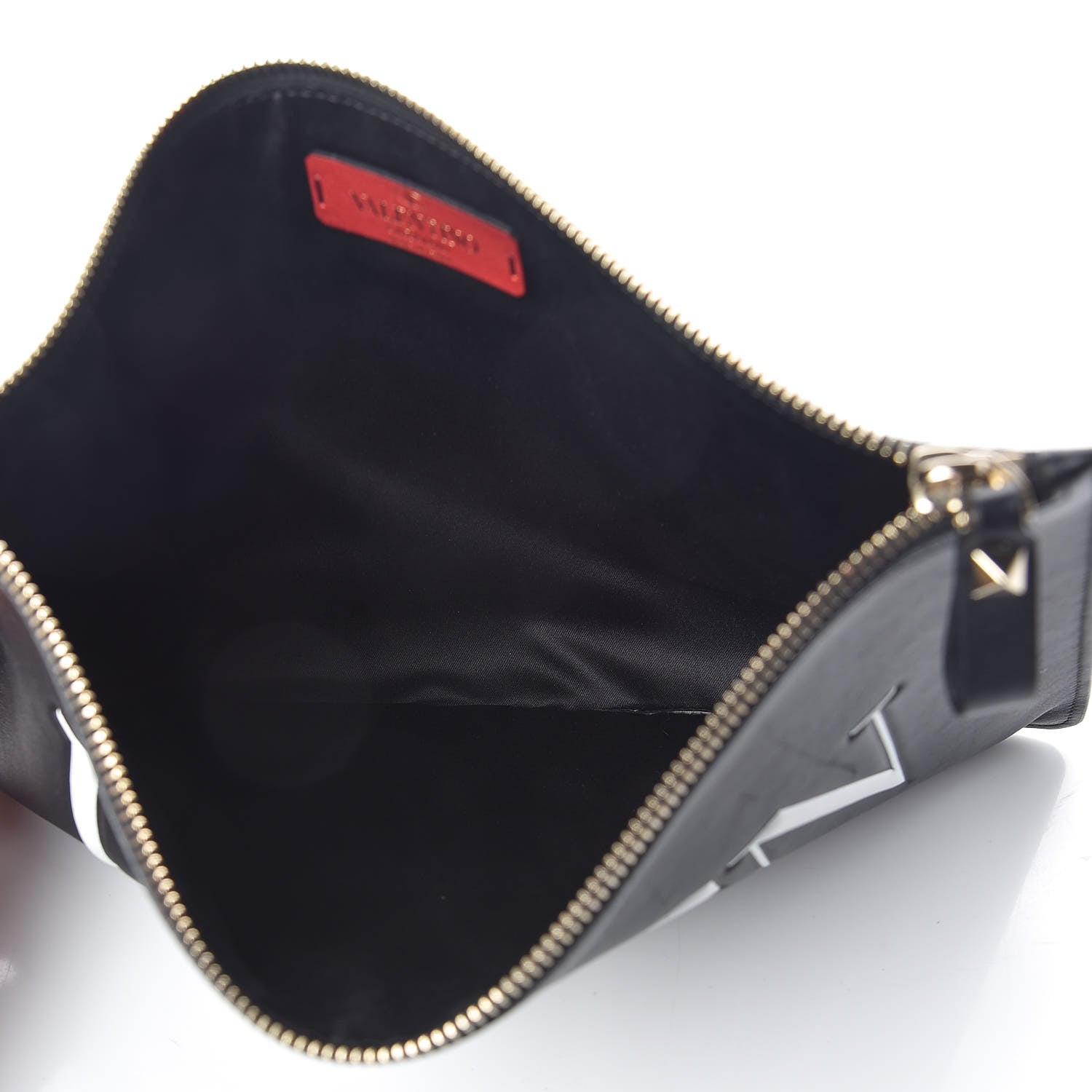 Valentino Garavani Calfskin VLTN Large Flat Zip Pouch Black 5 of 6