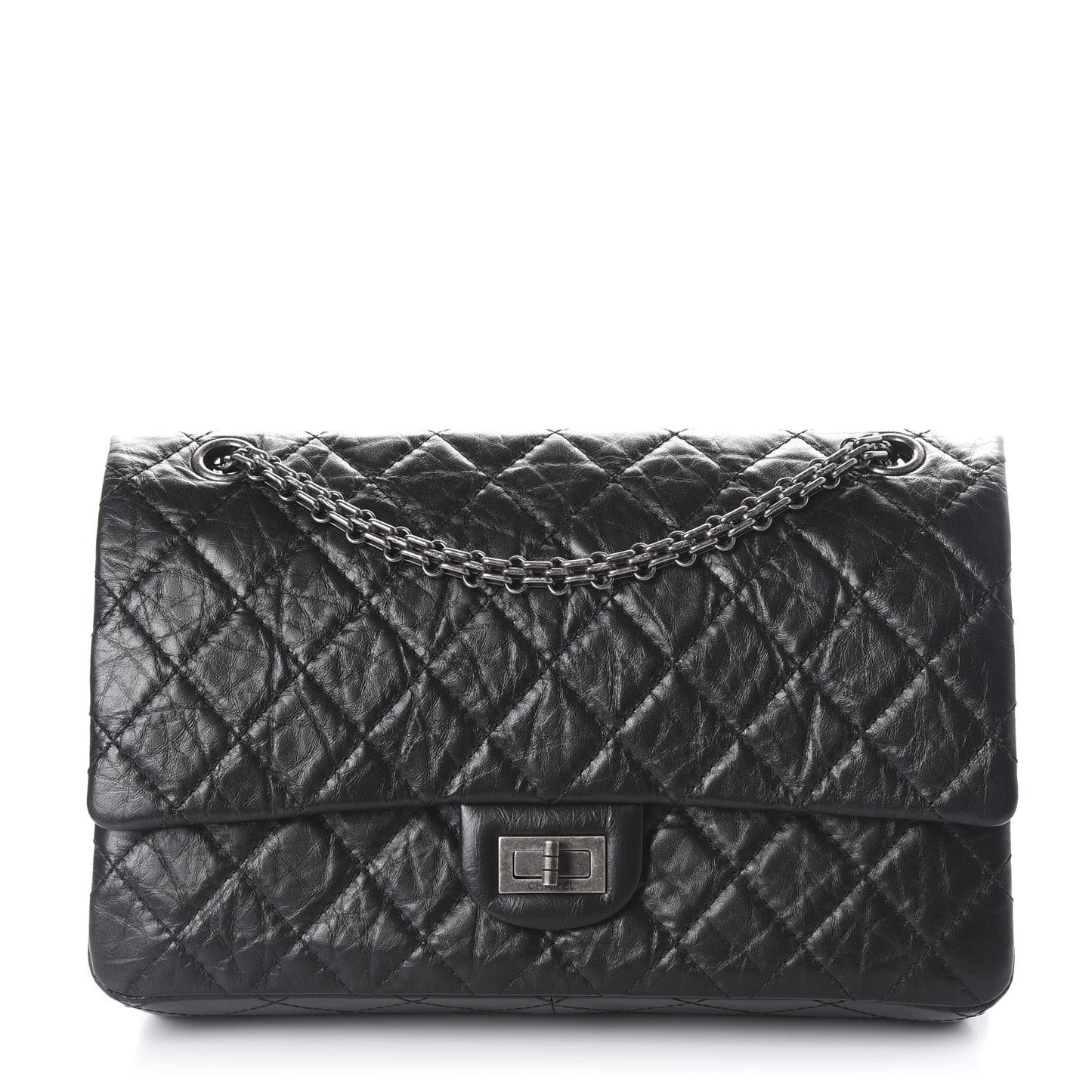 Aged Calfskin Quilted 2.55 Reissue 226 Flap Black