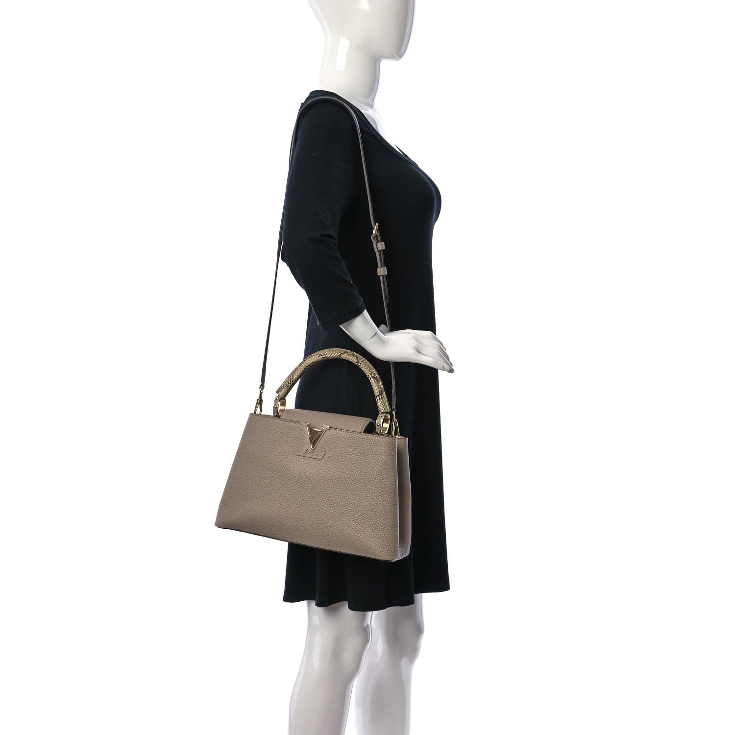 Louis Vuitton Taurillon Python Capucines PM Galet 3 of 10