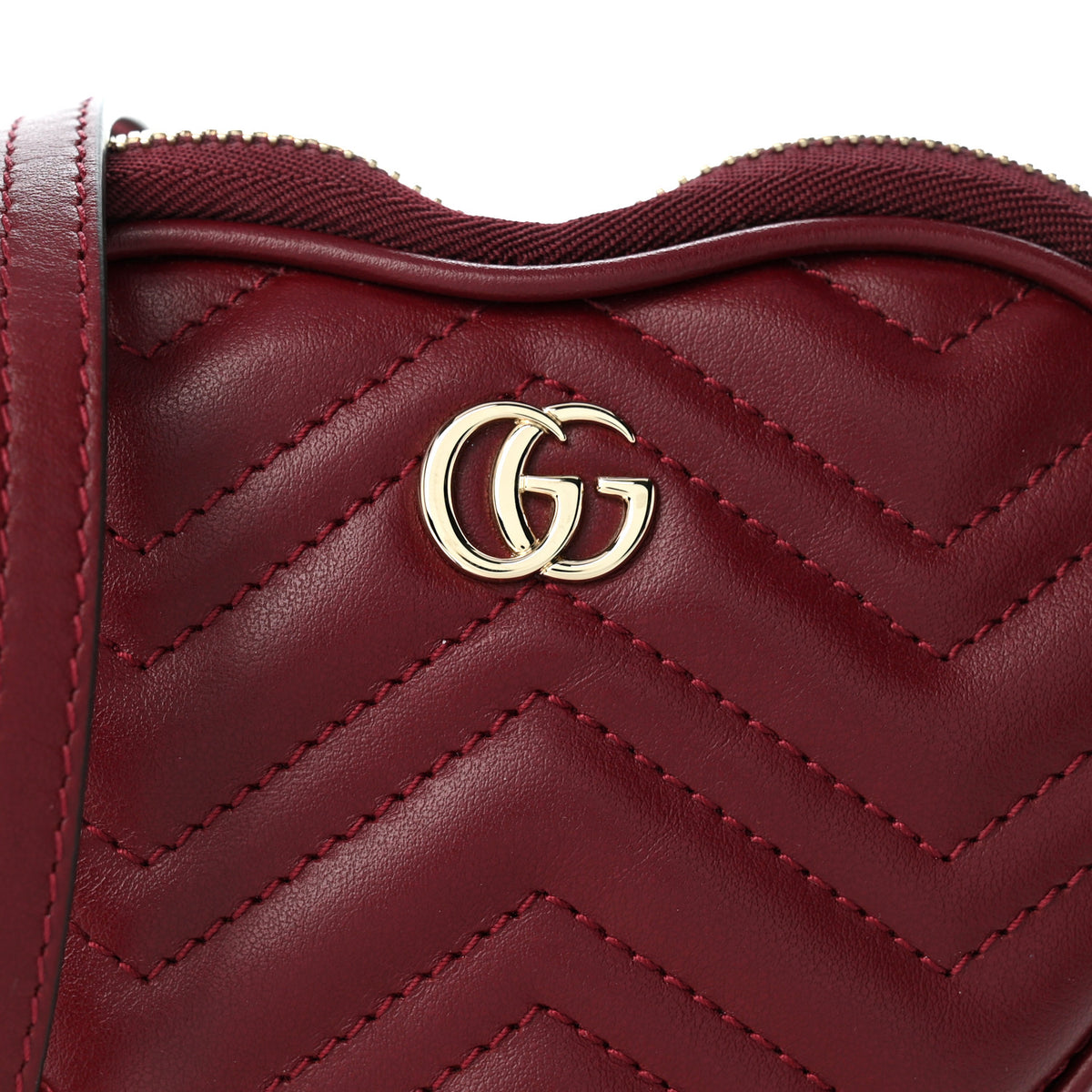 Calfskin Matelasse Diagonal Mini Interlocking G Heart Shoulder Bag Rosso Ancora