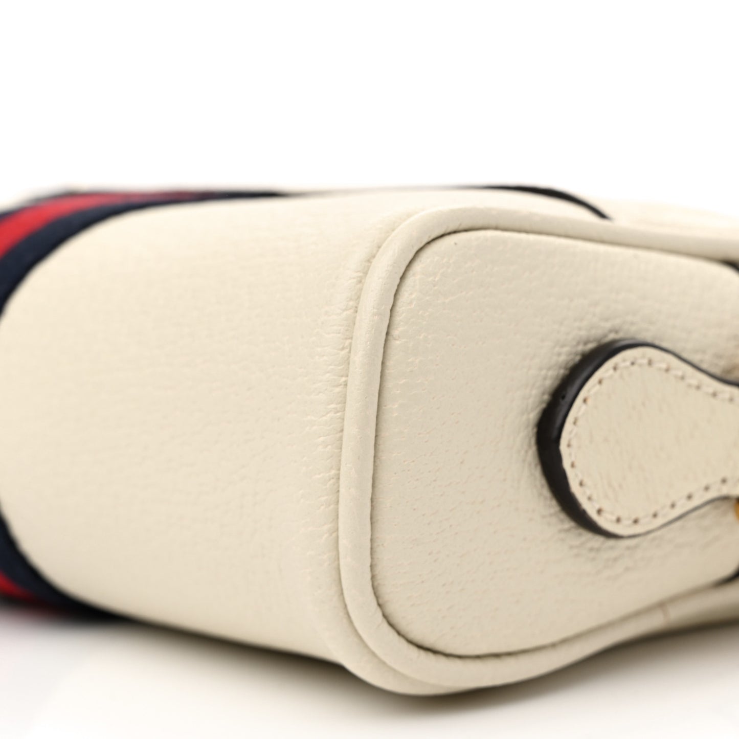 Textured Dollar Calfskin Web Mini Ophidia Shoulder Bag Mystic White