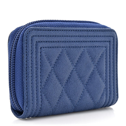 Chanel Caviar Quilted Boy Zip Around Coin Purse Wallet Blue 3 of 8