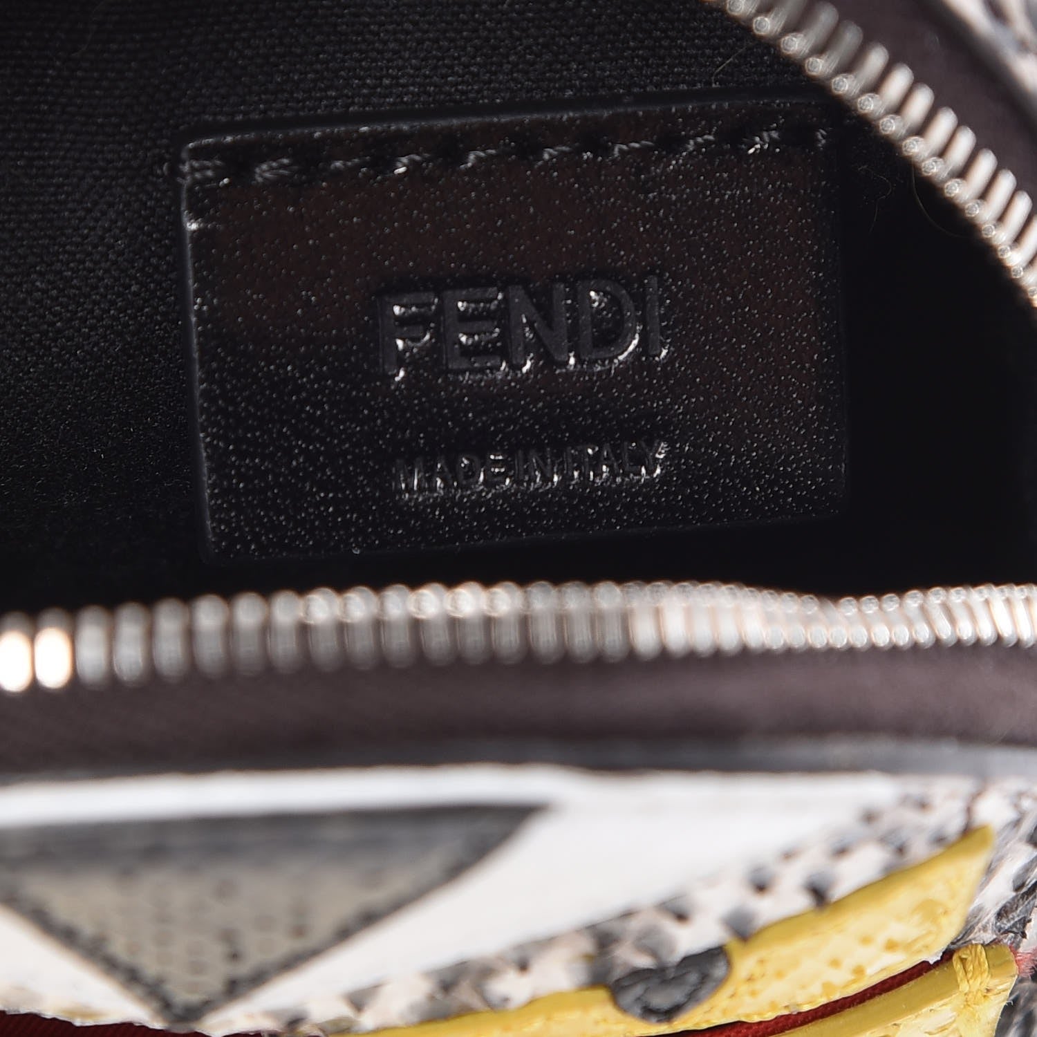 Fendi Elaphe Ayers Nutria Fox Fur Monster Eyes Mini Backpack Charm Natural Multicolor Black Sunflower 4 of 6