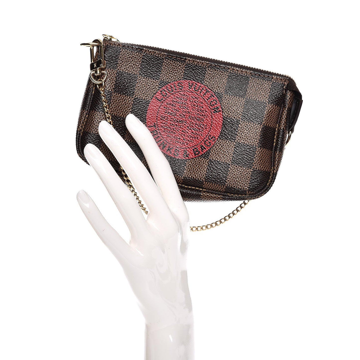 Damier Ebene Complice Trunks and Bags Mini Pochette Accessories Red