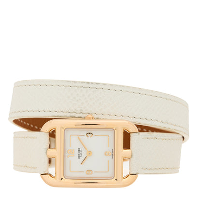 Hermes 18K Rose Gold Epsom 23mm Cape Cod Double Tour Quartz Watch Blanc 2 of 5