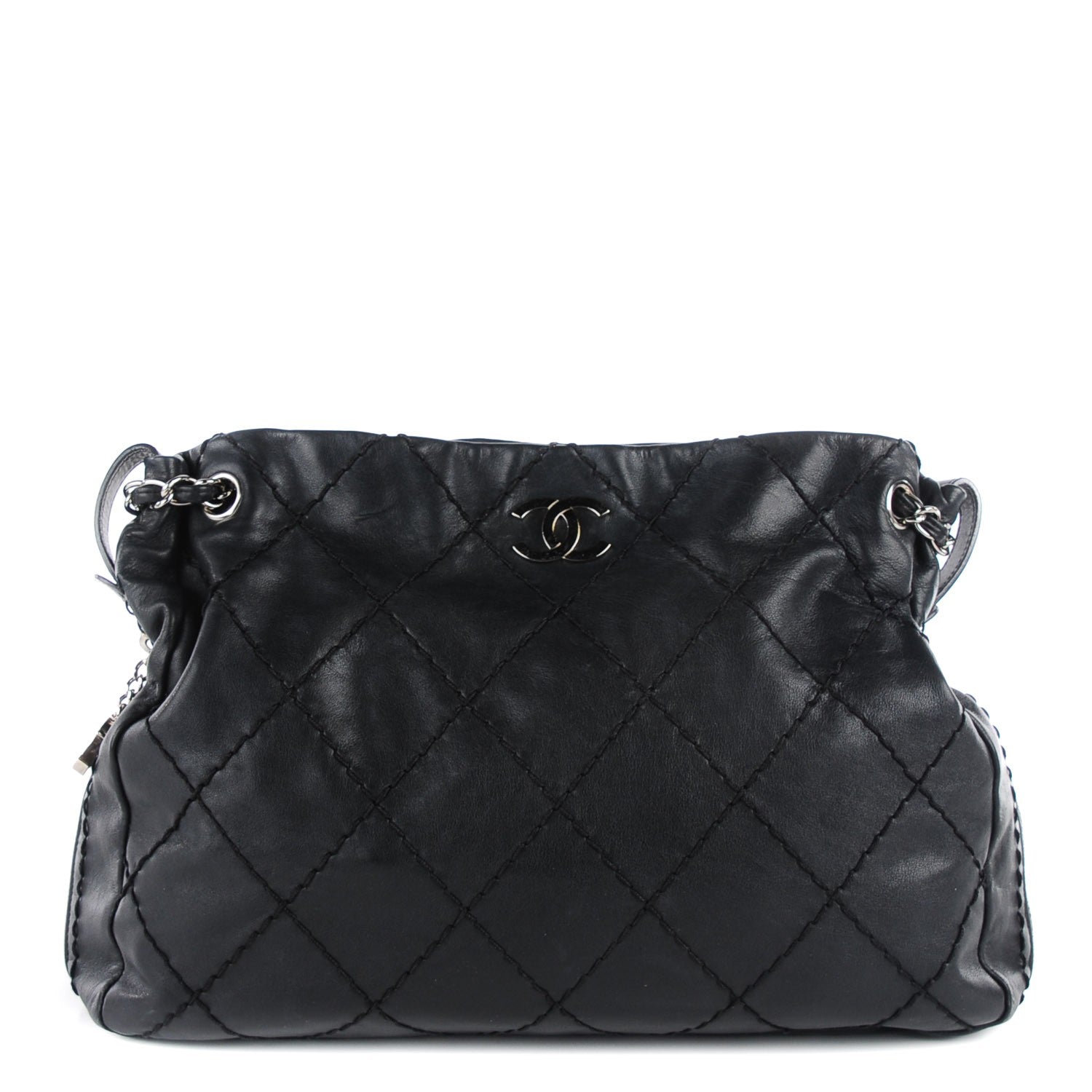 Chanel Lambskin Stitched Expandable Tote Black 1 of 8