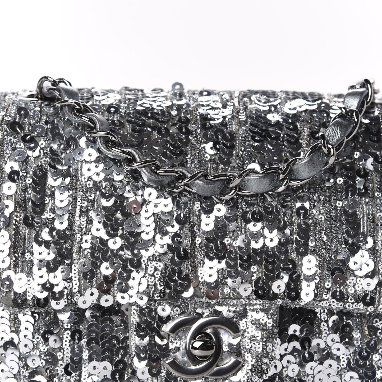 Sequin Mini Square Flap Silver