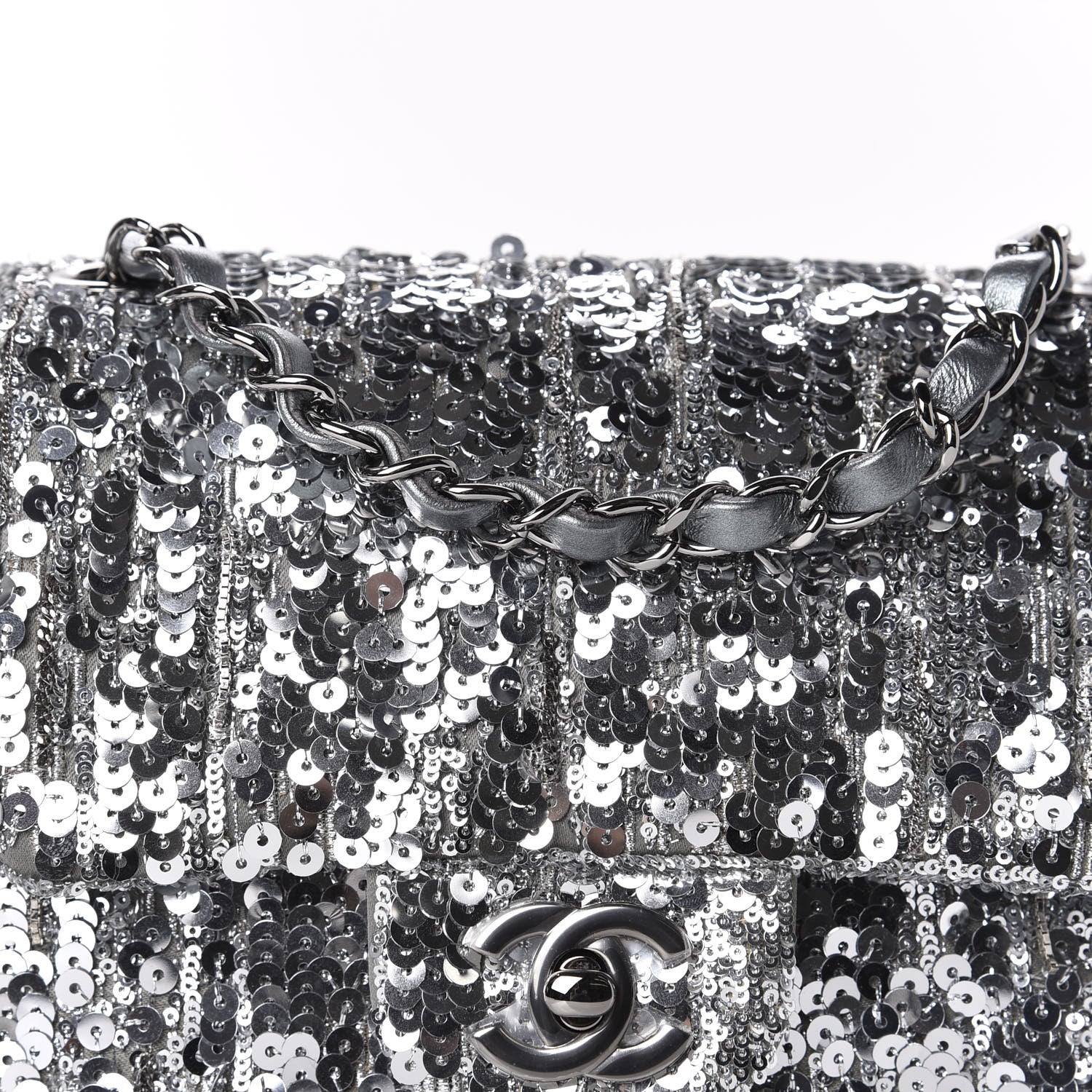 Chanel Sequin Mini Square Flap Silver 10 of 10