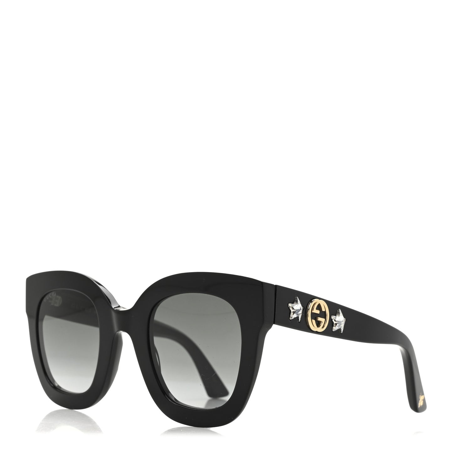 Acetate Crystal Star Round Frame Sunglasses GG0208S Black Black