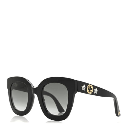 Gucci Acetate Crystal Star Round Frame Sunglasses GG0208S Black Black 1 of 8