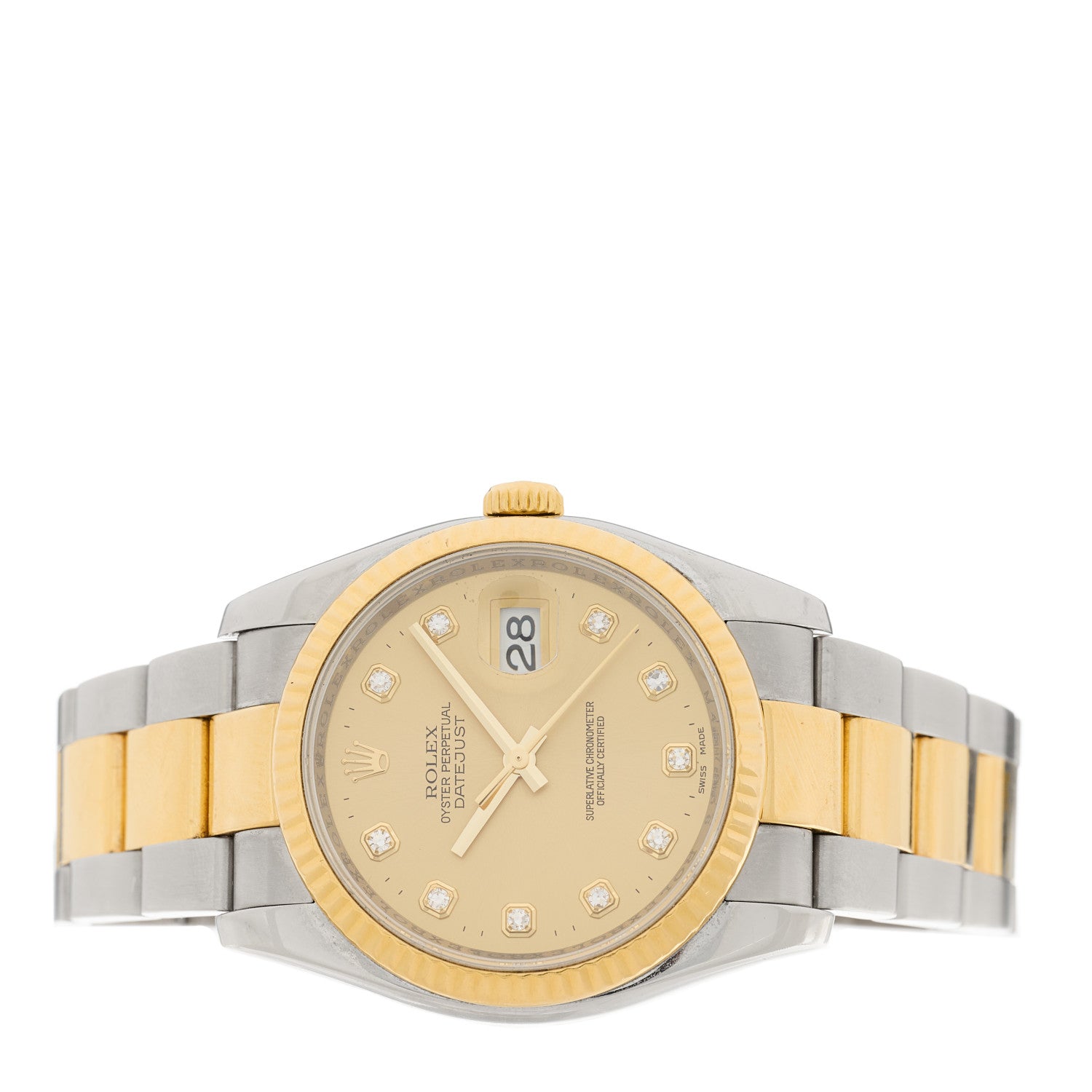 Rolex Stainless Steel 18K Yellow Gold Diamond 36mm Oyster Perpetual Datejust Watch Champagne 116233 2 of 5