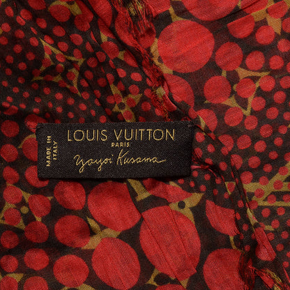 Louis Vuitton Cotton Monogram Kusama Infinity Dots Pareo Scarf Red 6 of 6