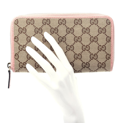 Gucci Monogram Dollar Calfskin Zip Around Wallet Beige Ebony Soft Pink 2 of 7