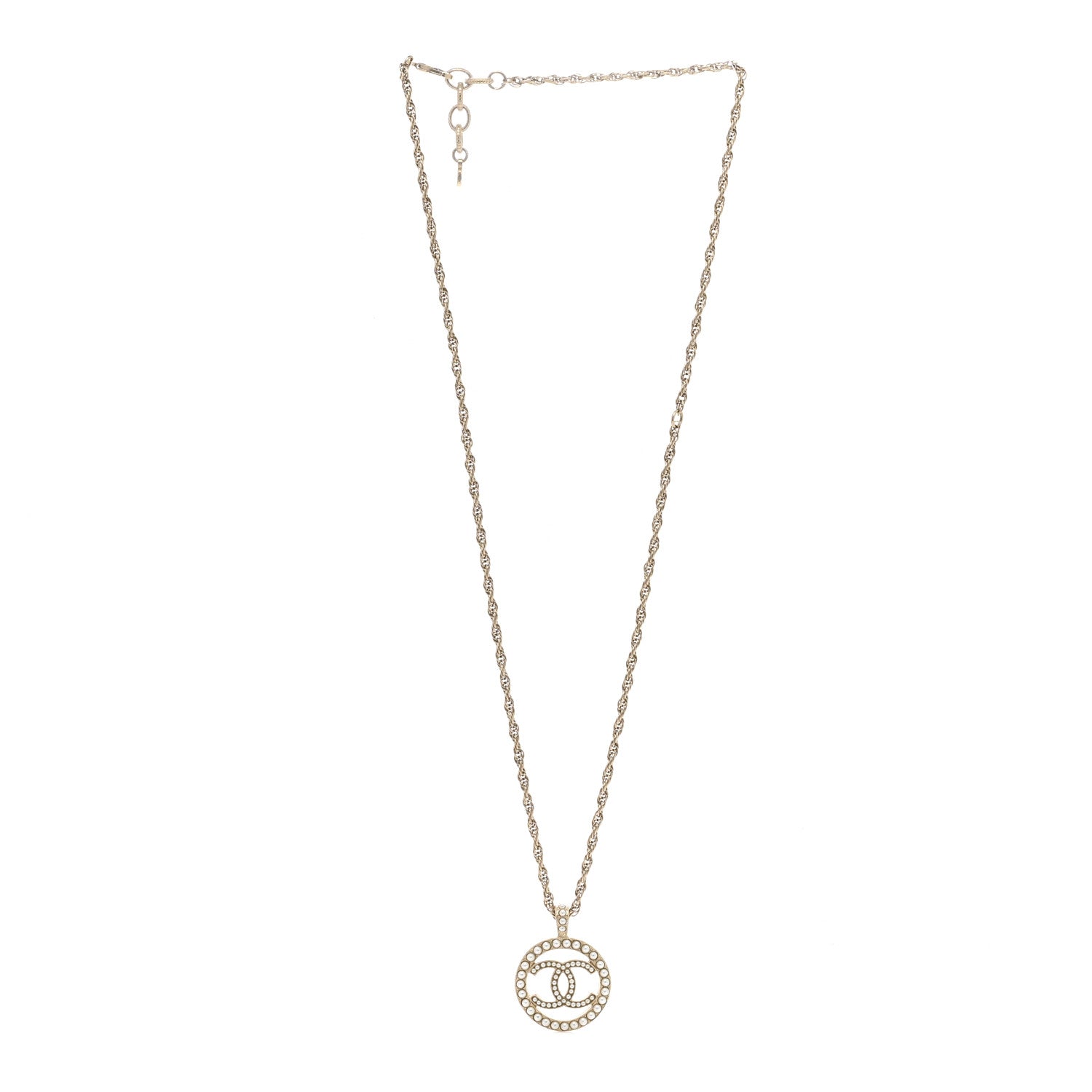 Chanel Pearl CC Round Pendant Necklace Gold 3 of 7