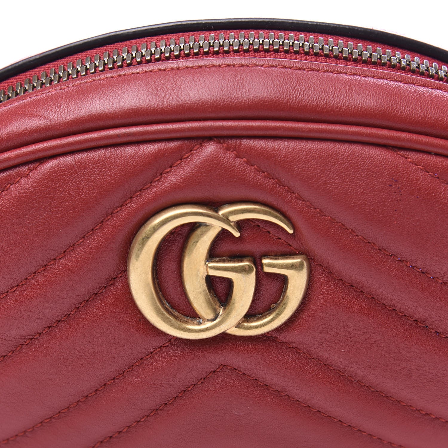 Gucci Calfskin Matelasse GG Marmont Belt Bag 75 30 Hibiscus Red 11 of 11