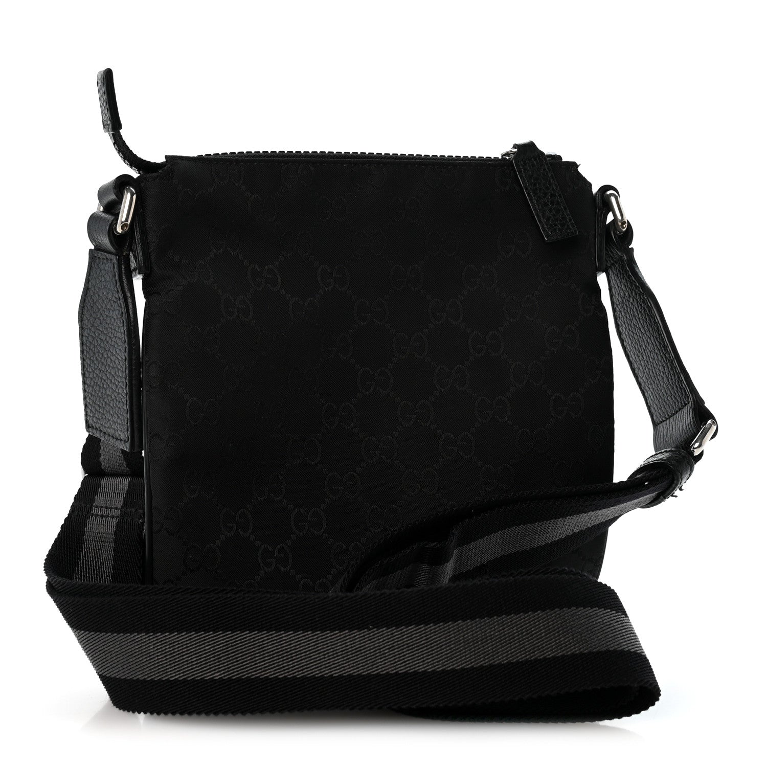 Gucci Nylon Monogram Mini Flat Messenger Bag Black 2 of 12