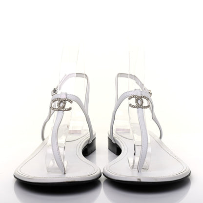 Chanel CC Logo Thong Sandals 40 White 2 of 12