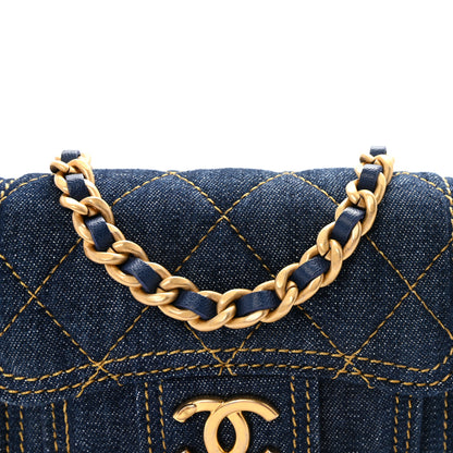 Chanel Denim Quilted Double You Card Holder On Chain Blue 8 of 11